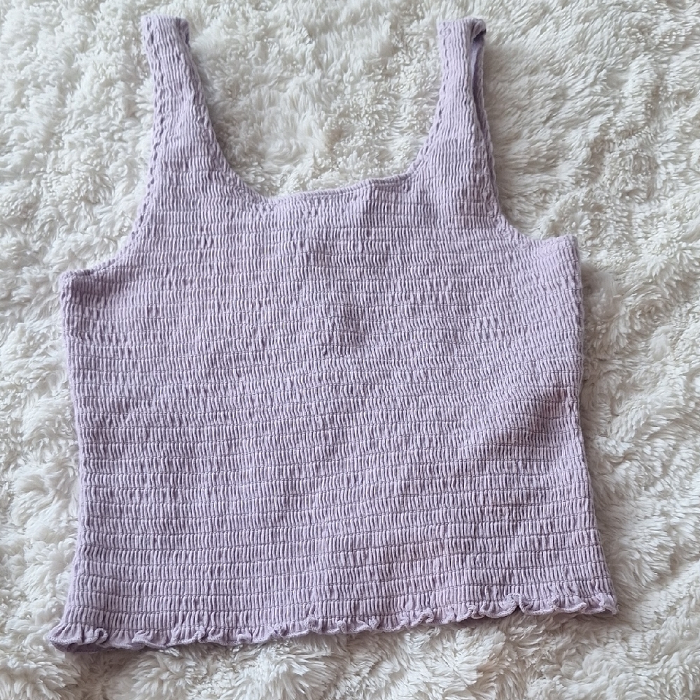 Hollister Purple Smocked Crop Tank Top Size M